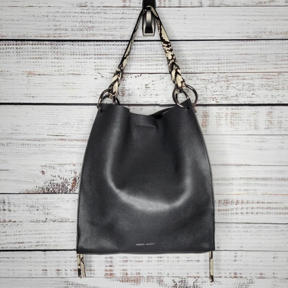 Rebecca Minkoff Handbags - Rebecca Minkoff Kate North/South Soft Leather Tote Bag Black Snakeskin Print